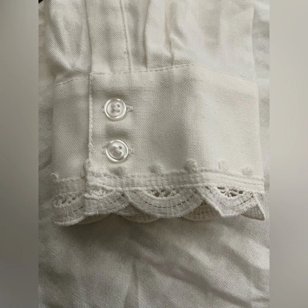 NWT Caroline Constas Ivory Battenburg Lace Button-Up.  Size Large - Picture 4 of 7